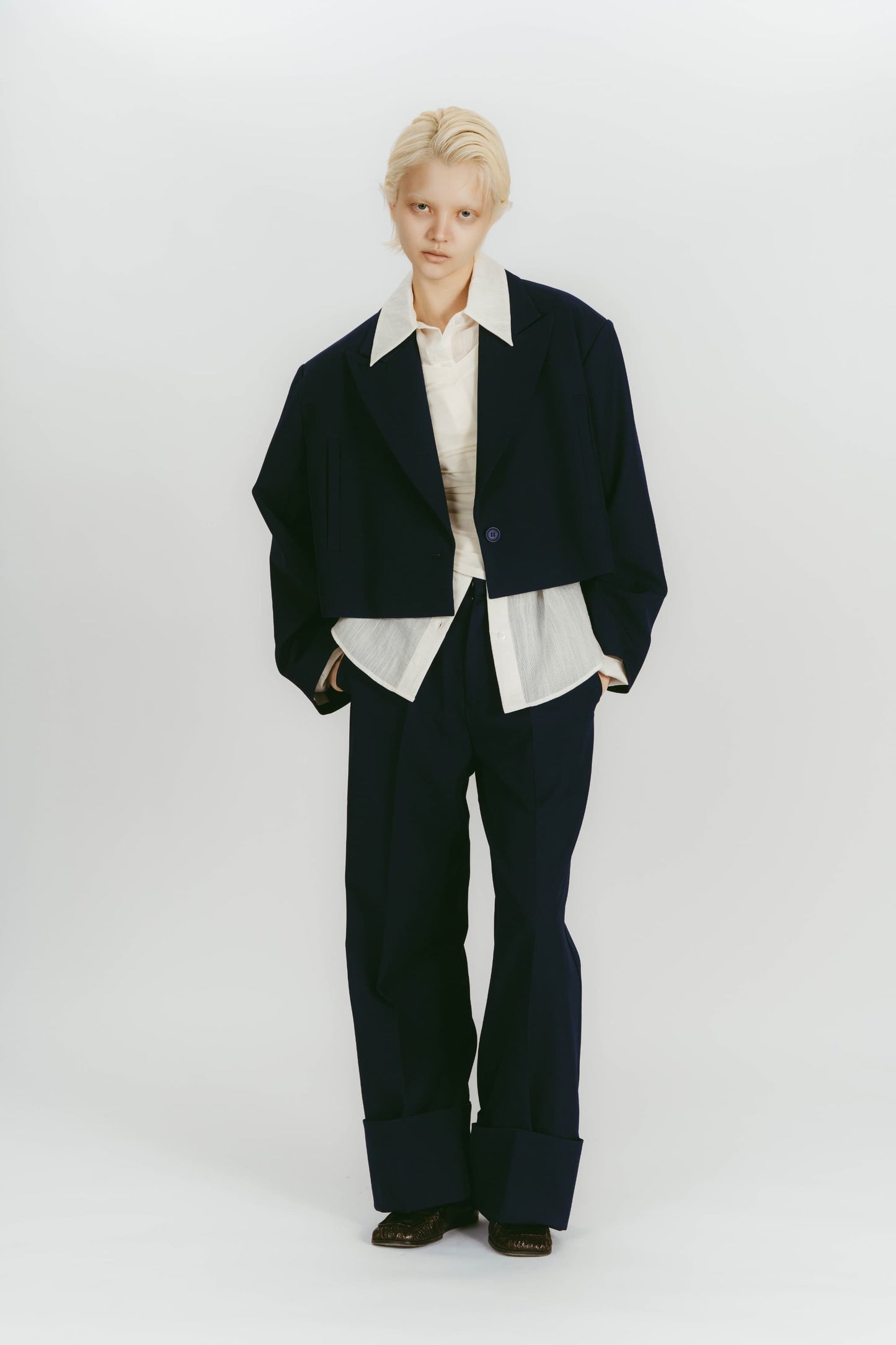 WIDE ROLLUP PANTS / NAVY