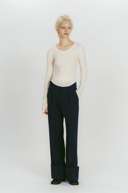 WIDE ROLLUP PANTS / NAVY