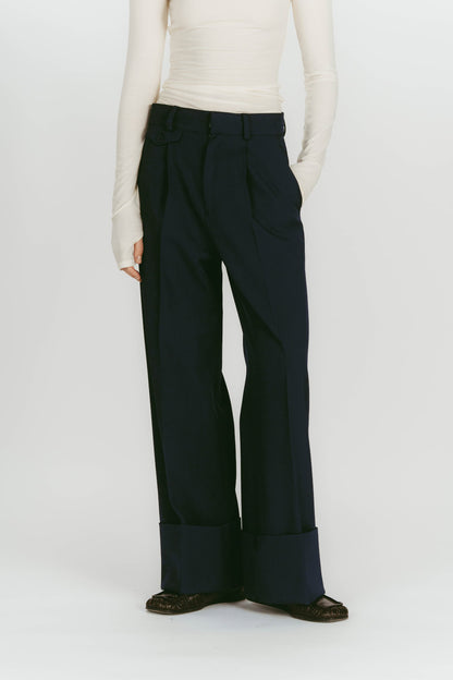 WIDE ROLLUP PANTS / NAVY