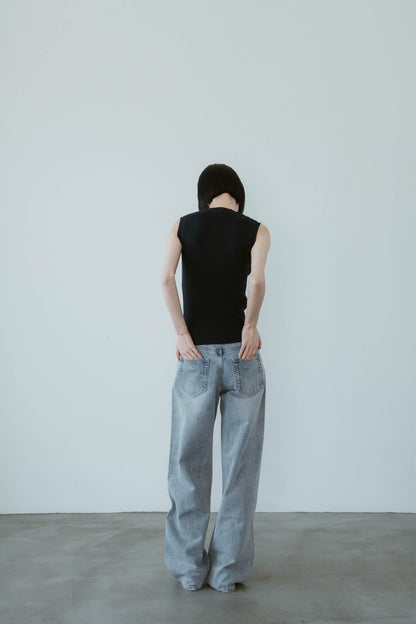 WIDE STRAIGHT DENIM PANTS