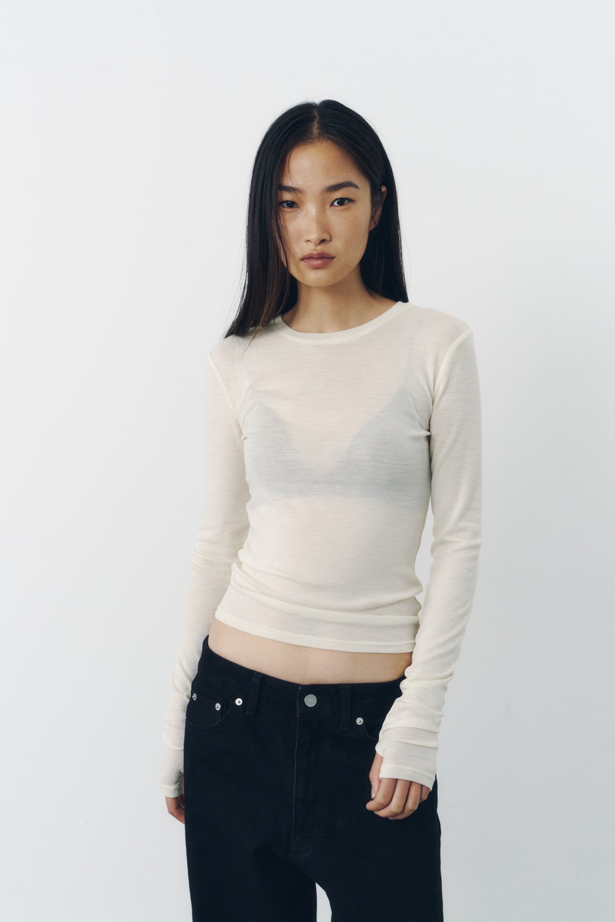SLIM WOOL TOPS/IVORY