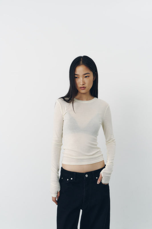 SLIM WOOL TOPS/IVORY