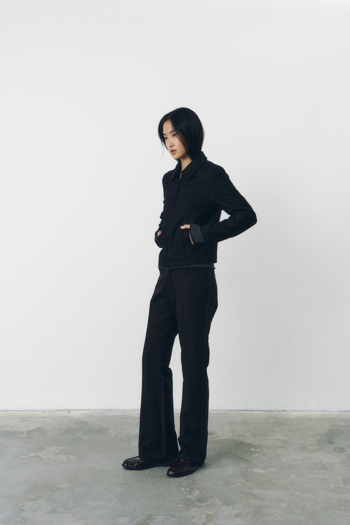 CROPPED ZIP JACKET/BLACK