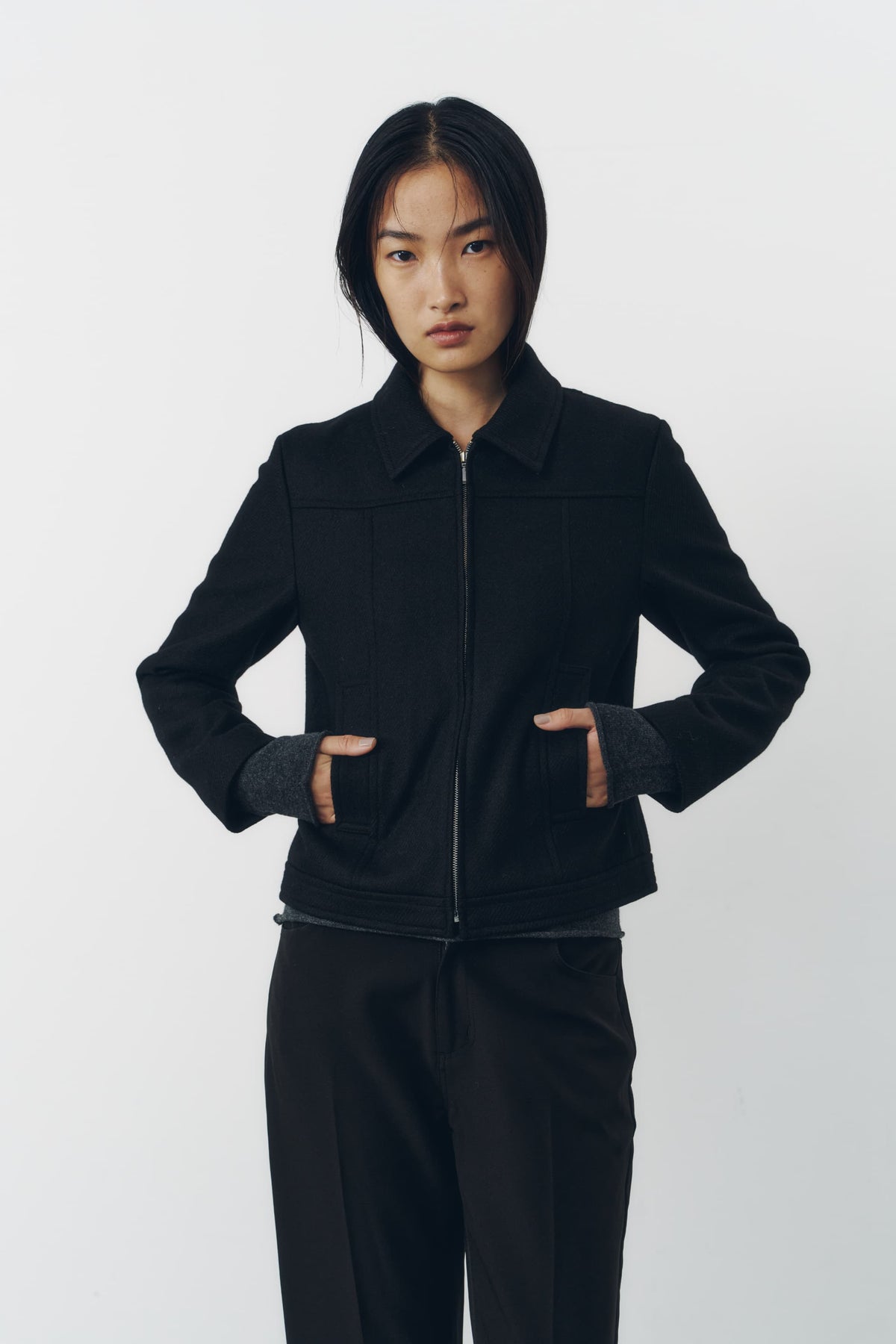 CROPPED ZIP JACKET/BLACK