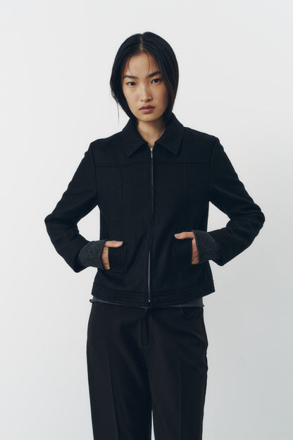 CROPPED ZIP JACKET/BLACK