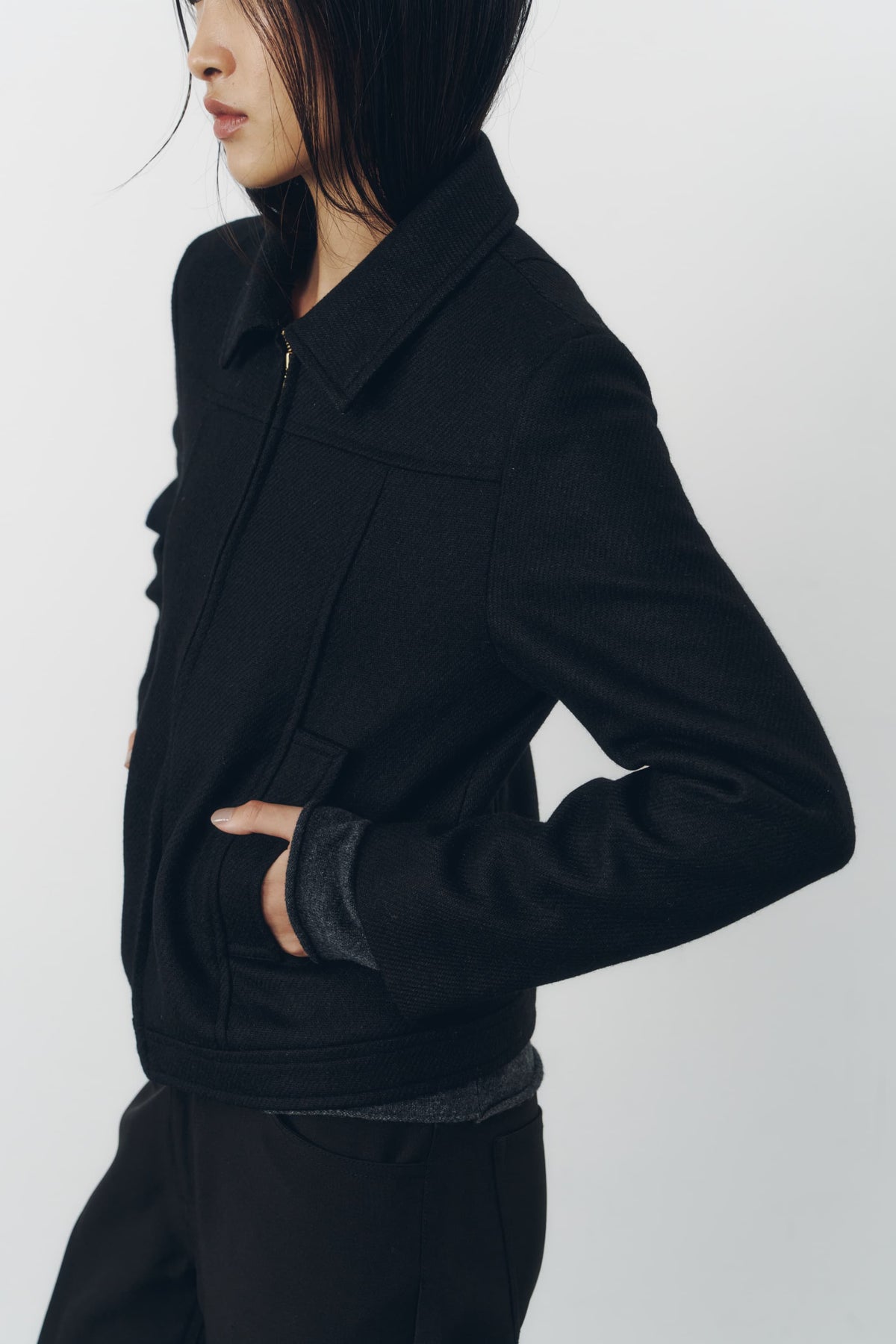 CROPPED ZIP JACKET/BLACK