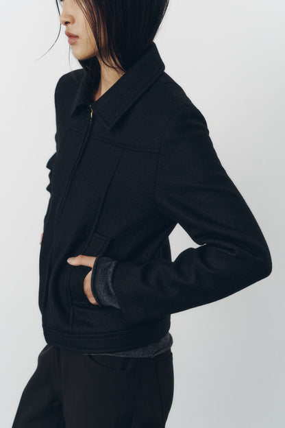 CROPPED ZIP JACKET/BLACK