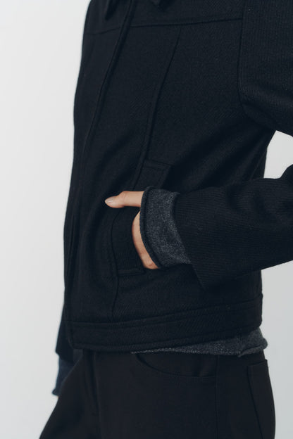 CROPPED ZIP JACKET/BLACK