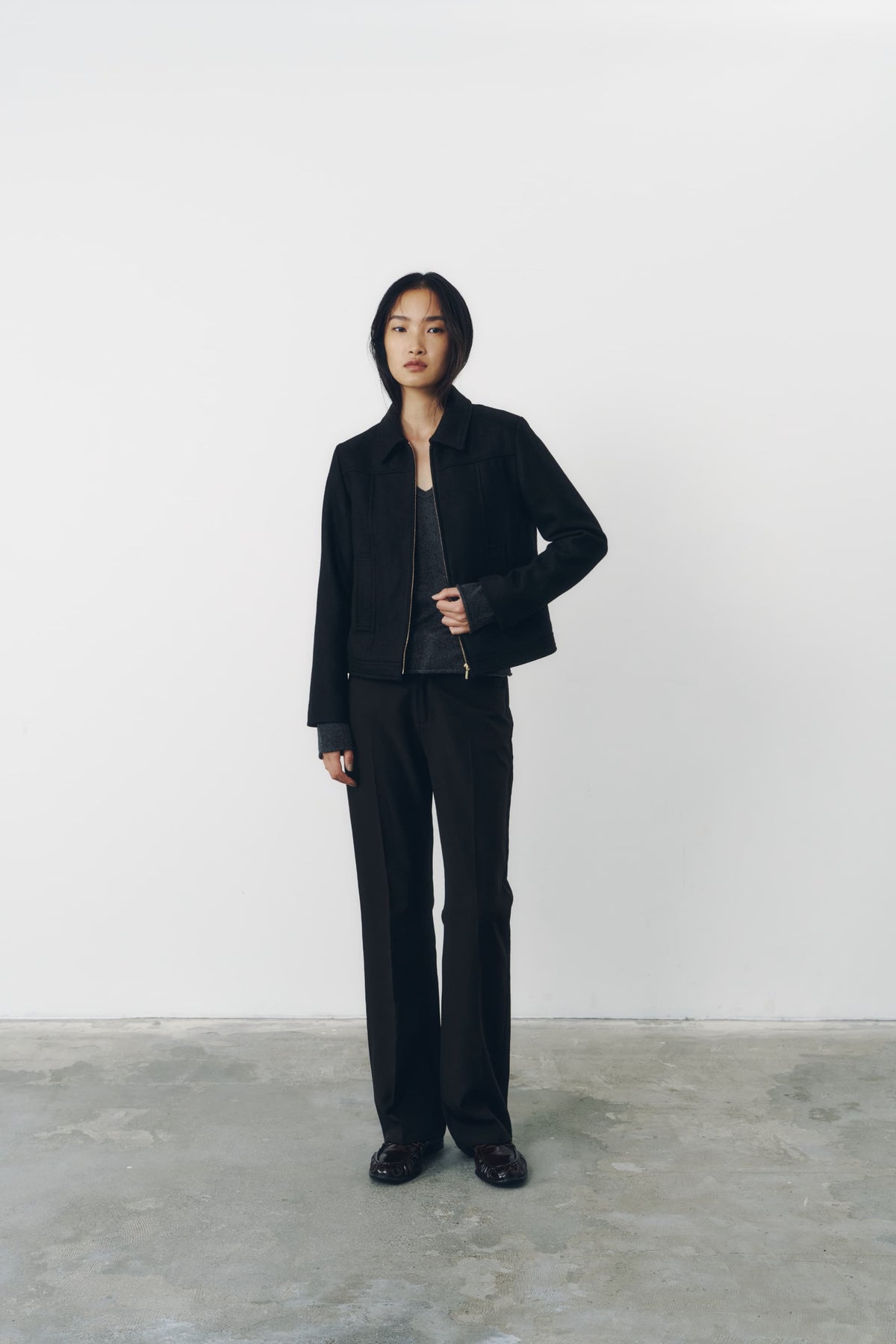 CROPPED ZIP JACKET/BLACK