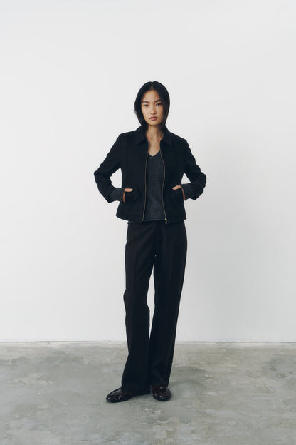 CROPPED ZIP JACKET/BLACK