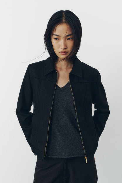 CROPPED ZIP JACKET/BLACK