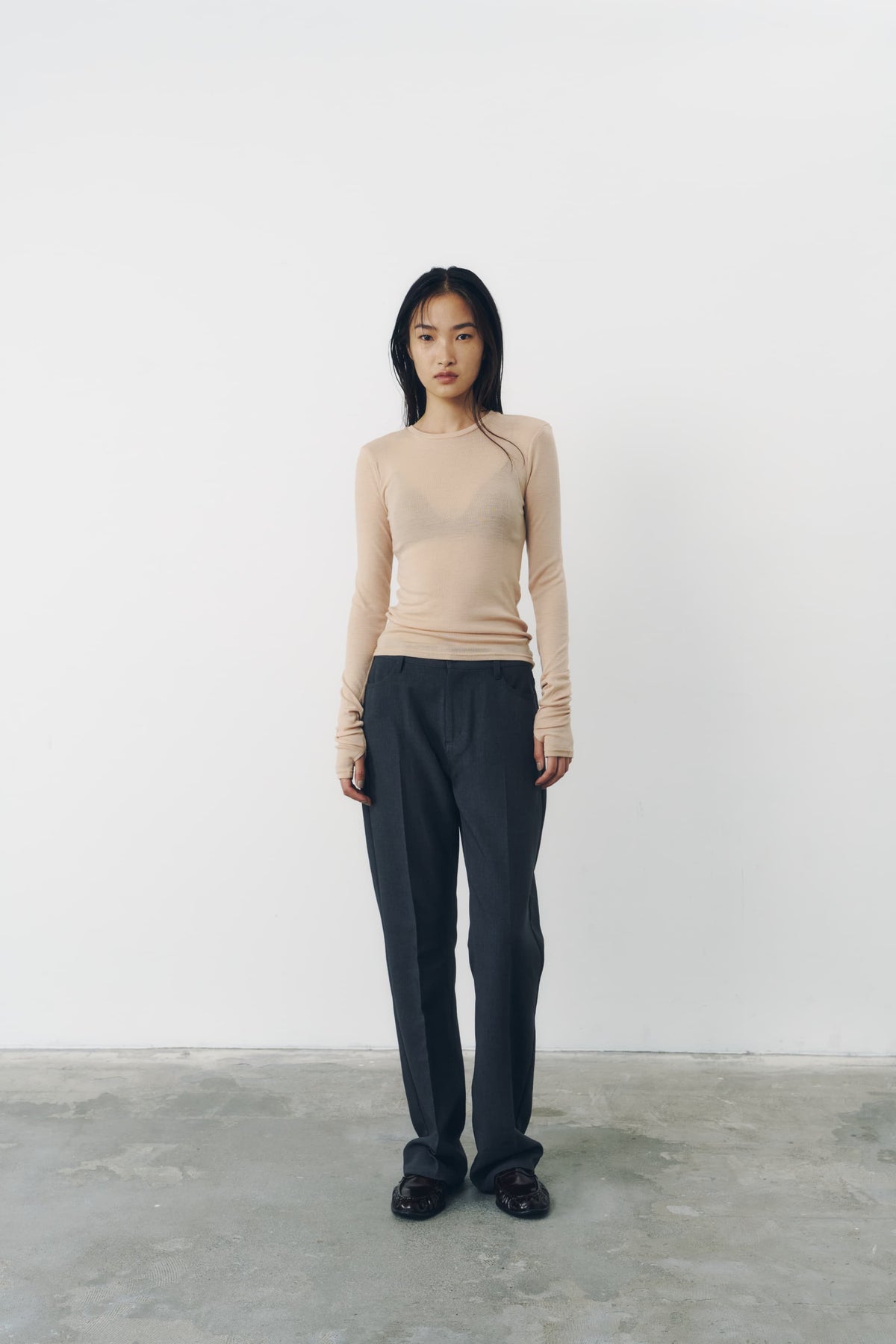 SLIM WOOL TOPS/PINK