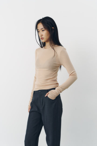 SLIM WOOL TOPS/PINK