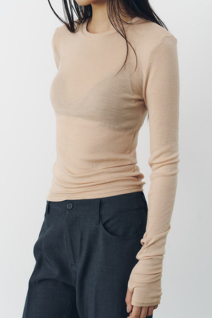 SLIM WOOL TOPS/PINK