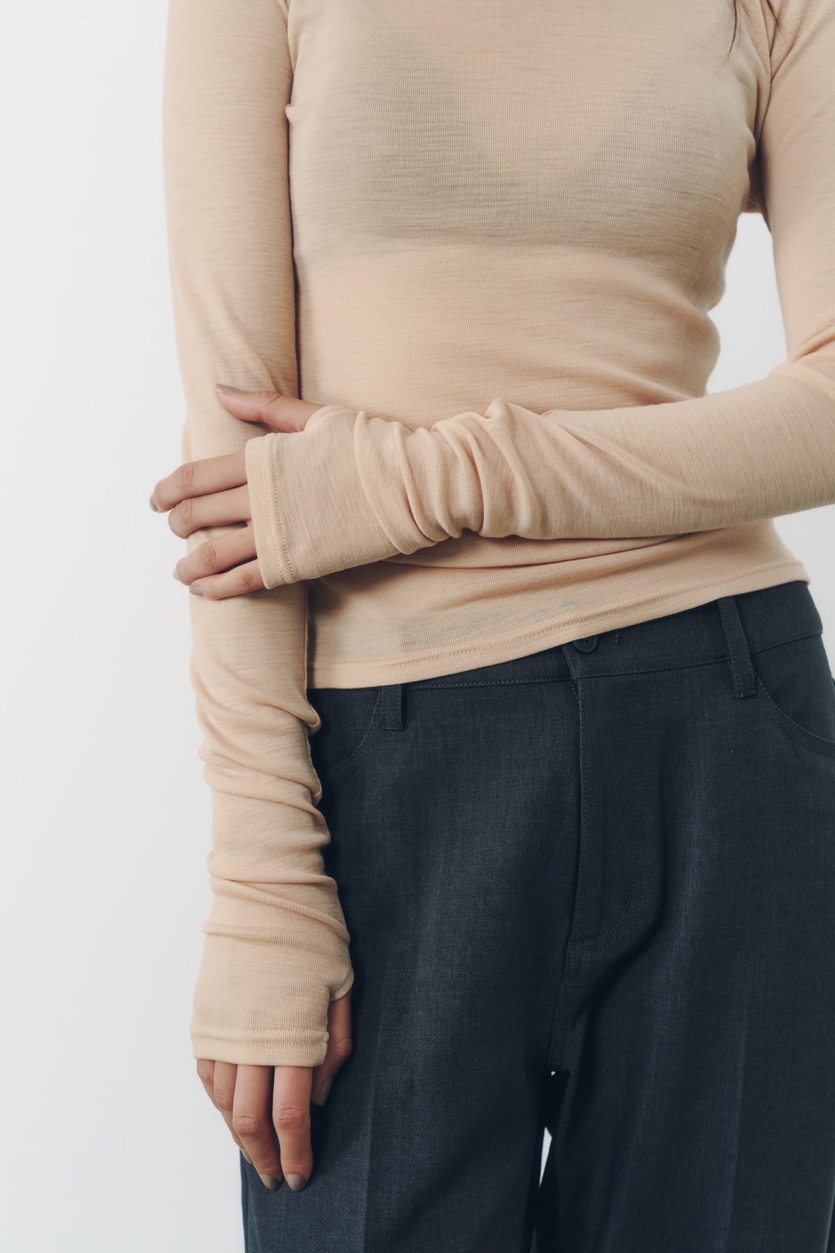 SLIM WOOL TOPS/PINK