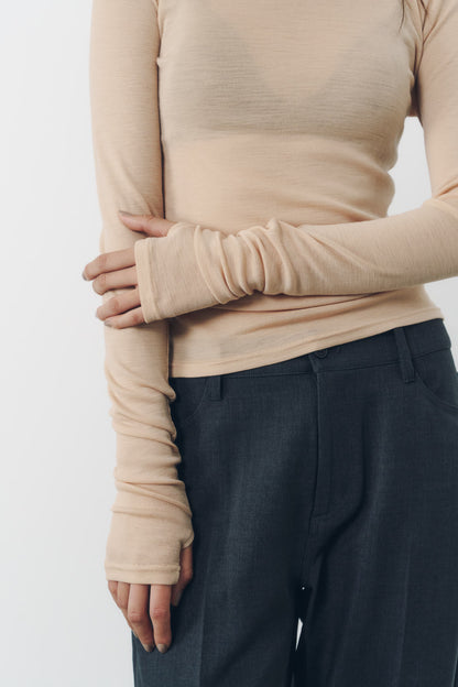 SLIM WOOL TOPS/PINK