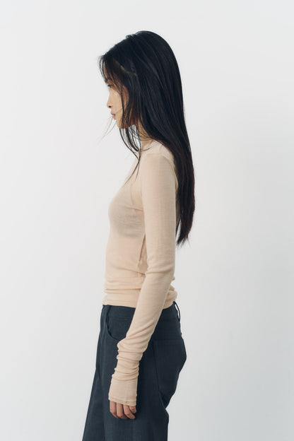 SLIM WOOL TOPS/PINK
