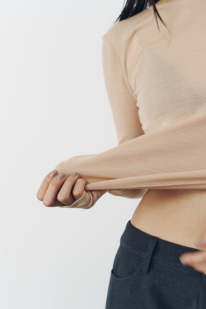 SLIM WOOL TOPS/PINK