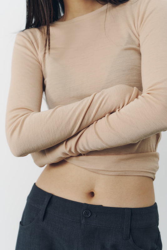 SLIM WOOL TOPS/PINK