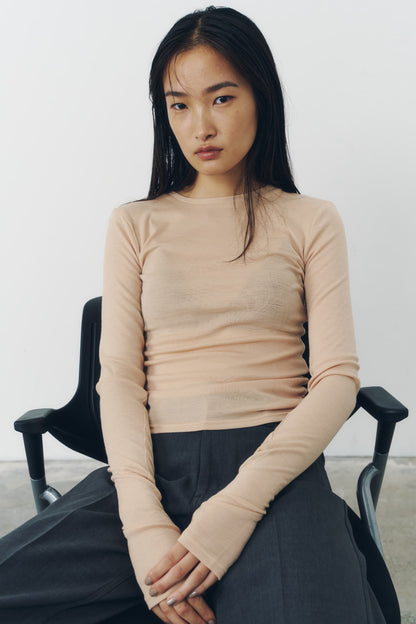 SLIM WOOL TOPS/PINK