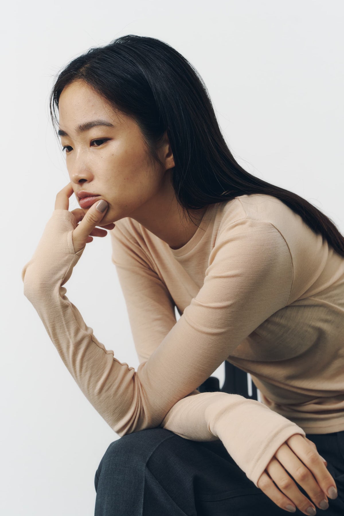 SLIM WOOL TOPS/PINK