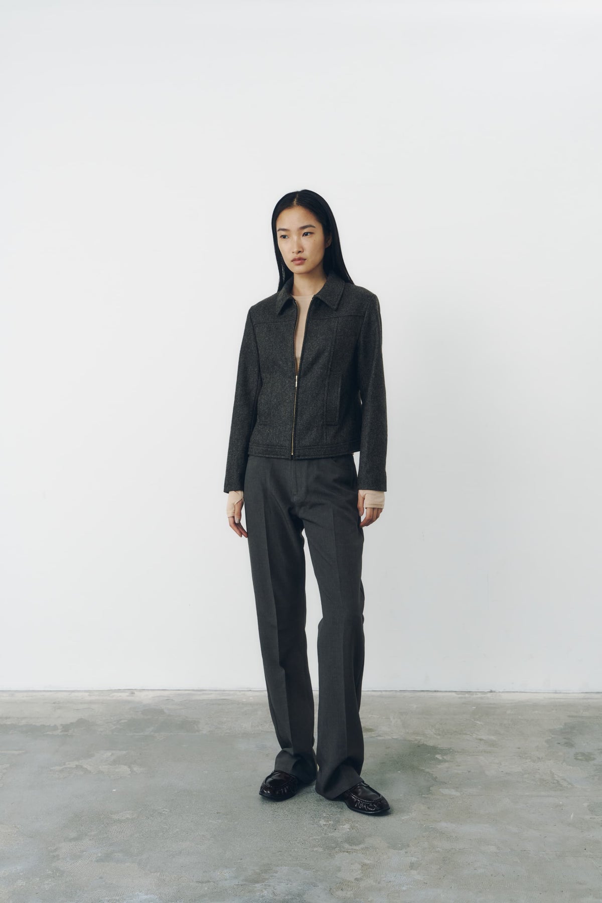 CROPPED ZIP JACKET/GRAY