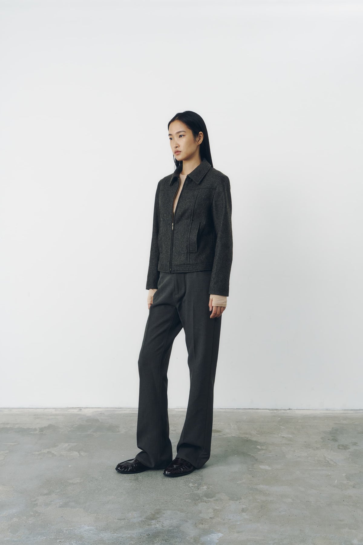 CROPPED ZIP JACKET/GRAY