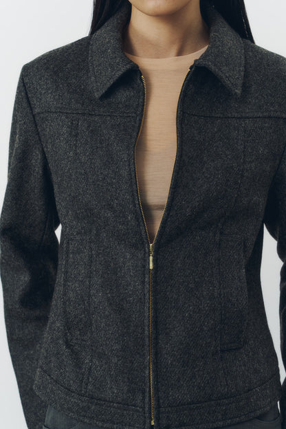 CROPPED ZIP JACKET/GRAY