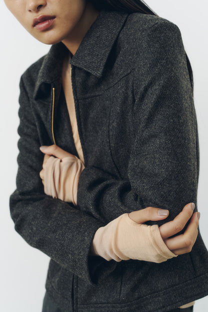 CROPPED ZIP JACKET/GRAY