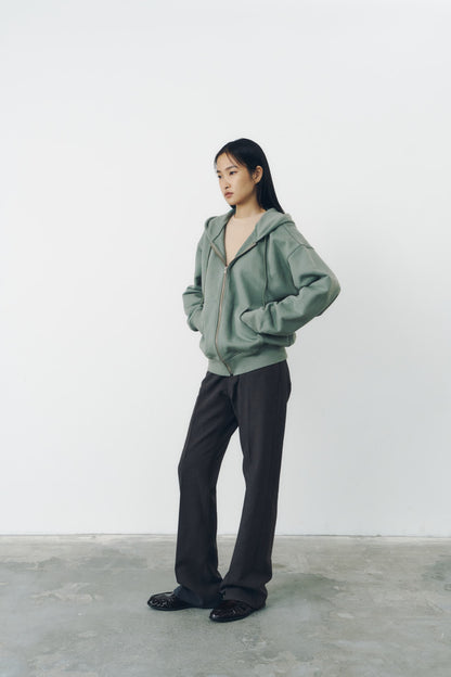 VOLUME ZIP HOODIE/MOSS GREEN