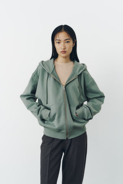 VOLUME ZIP HOODIE/MOSS GREEN