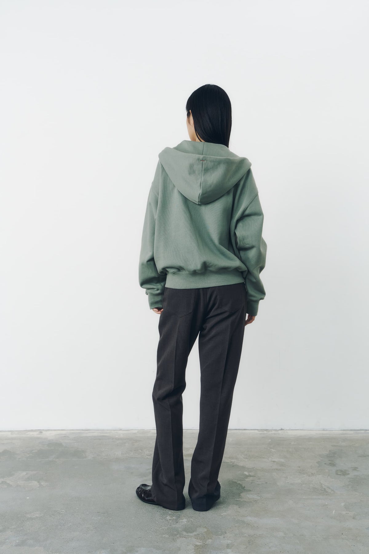 VOLUME ZIP HOODIE/MOSS GREEN
