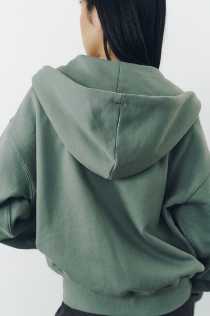 VOLUME ZIP HOODIE/MOSS GREEN
