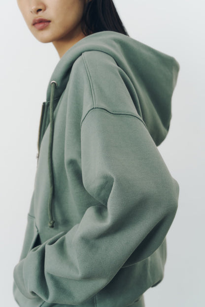 VOLUME ZIP HOODIE/MOSS GREEN