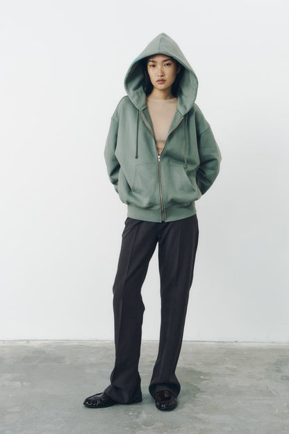 VOLUME ZIP HOODIE/MOSS GREEN