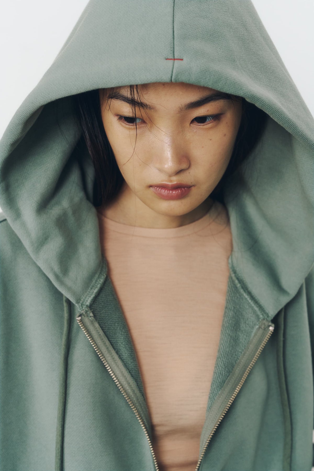 VOLUME ZIP HOODIE/MOSS GREEN