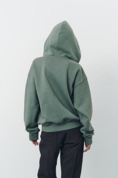 VOLUME ZIP HOODIE/MOSS GREEN