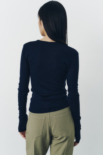 SLIM WOOL TOPS/NAVY