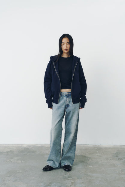 VOLUME ZIP HOODIE/NAVY