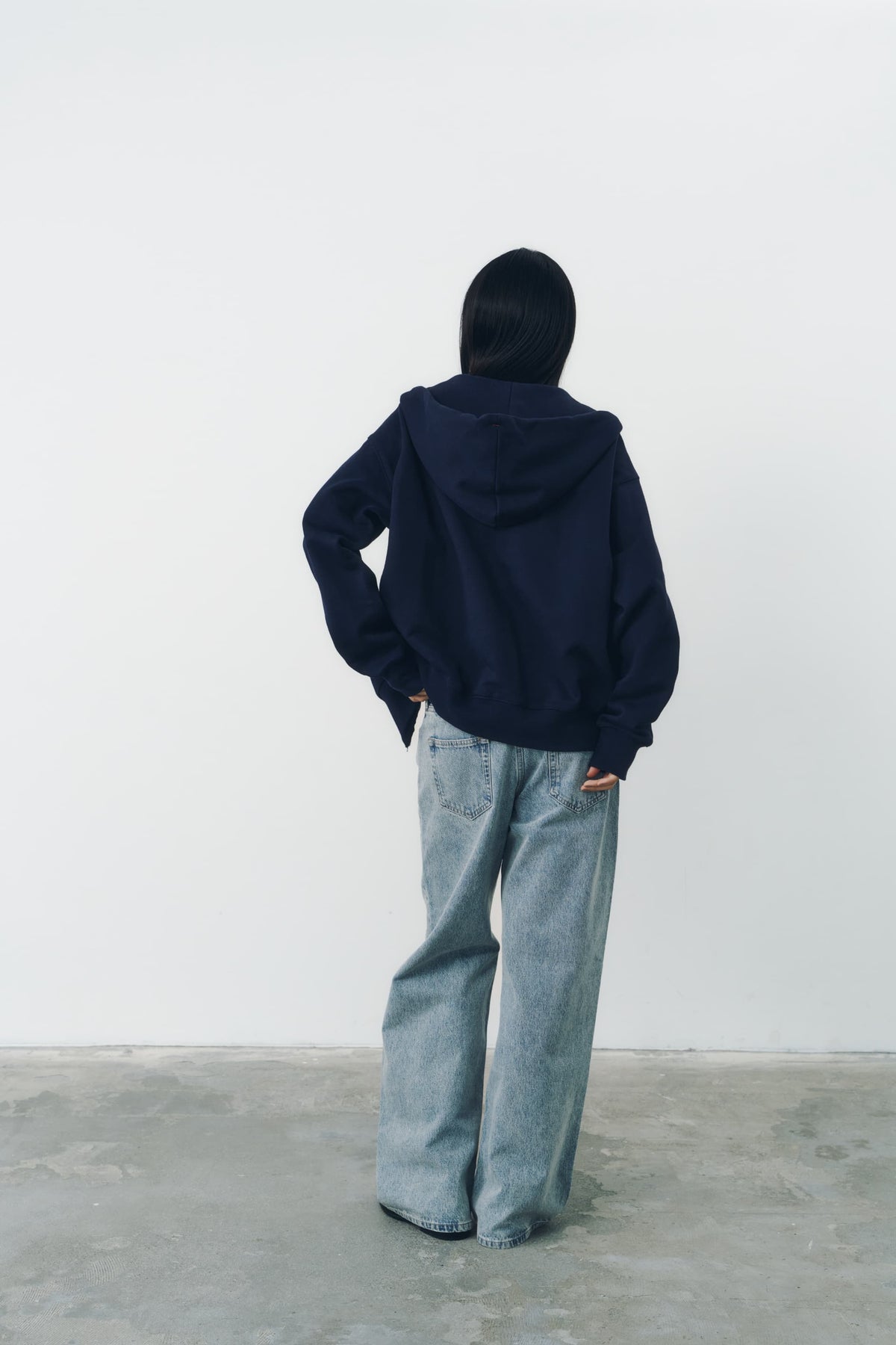 VOLUME ZIP HOODIE/NAVY