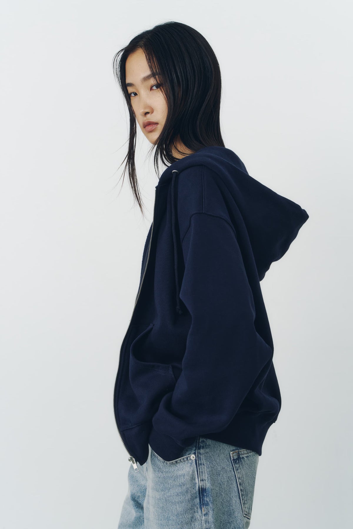 VOLUME ZIP HOODIE/NAVY