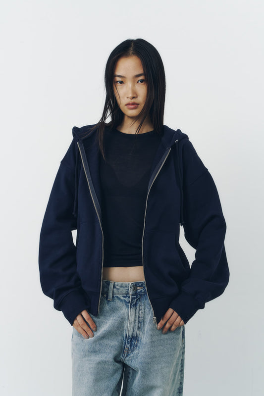 VOLUME ZIP HOODIE/NAVY