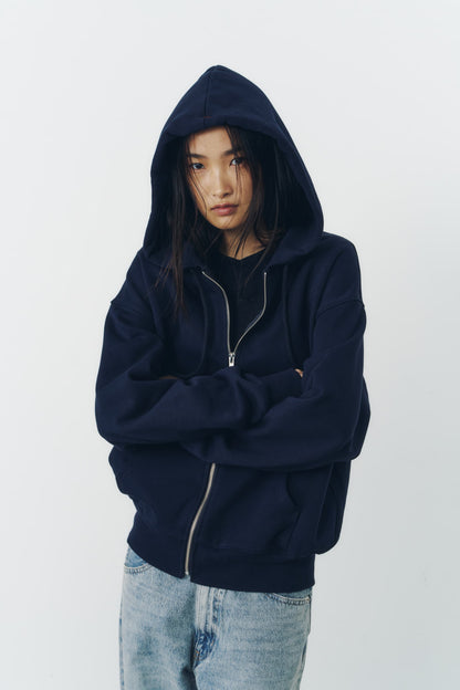 VOLUME ZIP HOODIE/NAVY