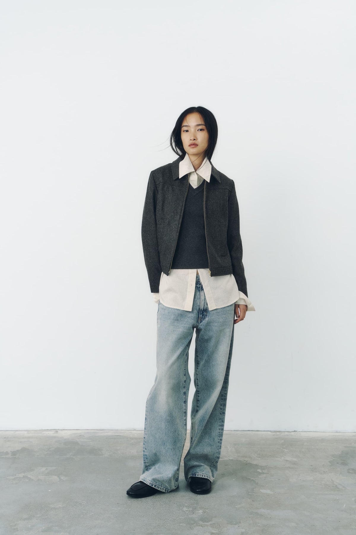 CROPPED ZIP JACKET/GRAY