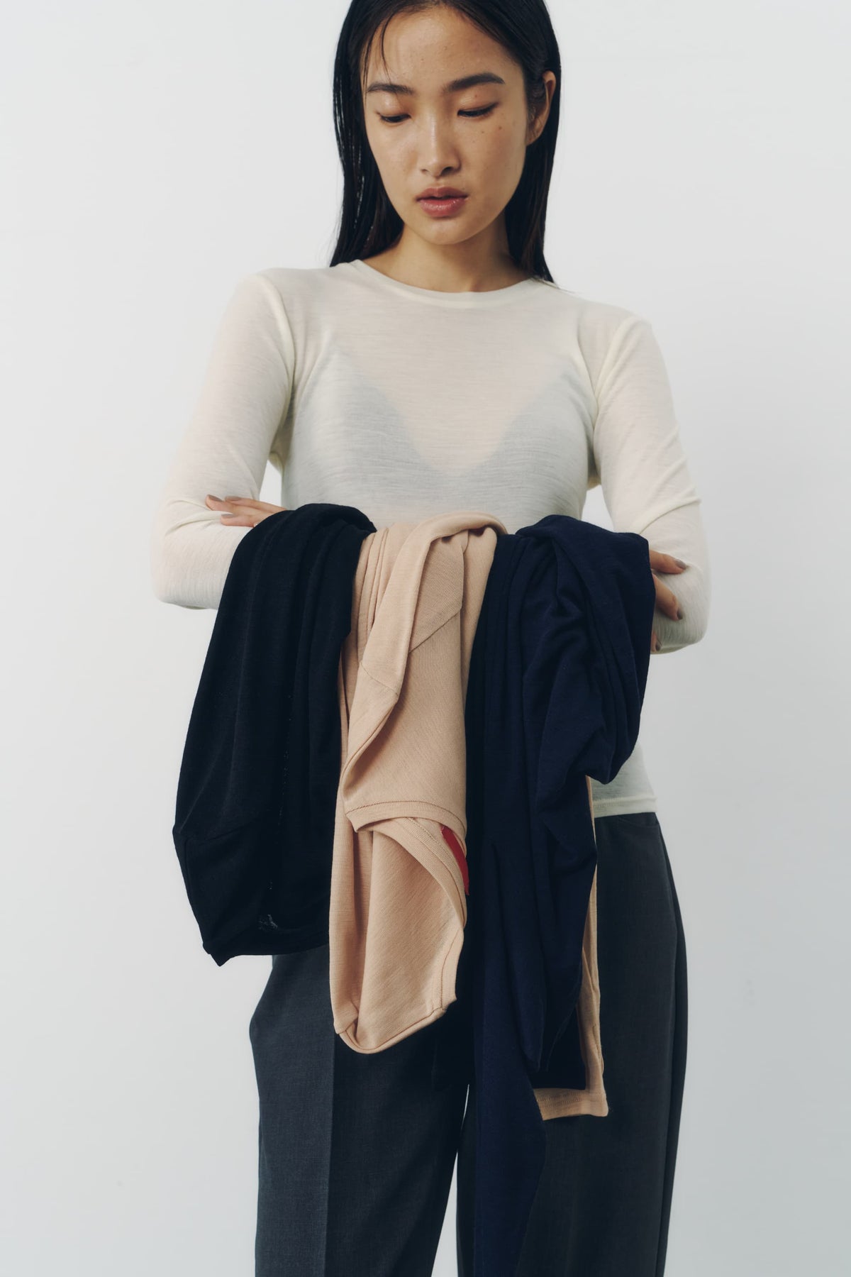 SLIM WOOL TOPS/IVORY